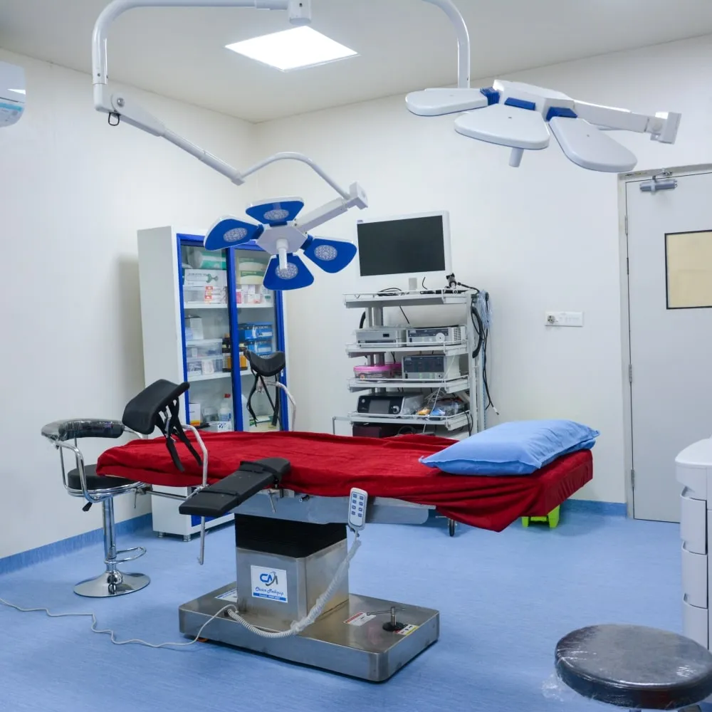 Operation theatre with laparoscopy tower at AMVI Hospitals