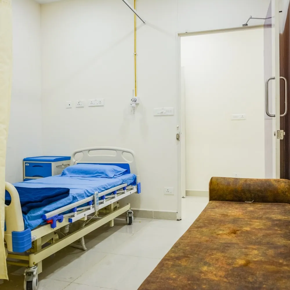 Private patient room at AMVI Hospitals