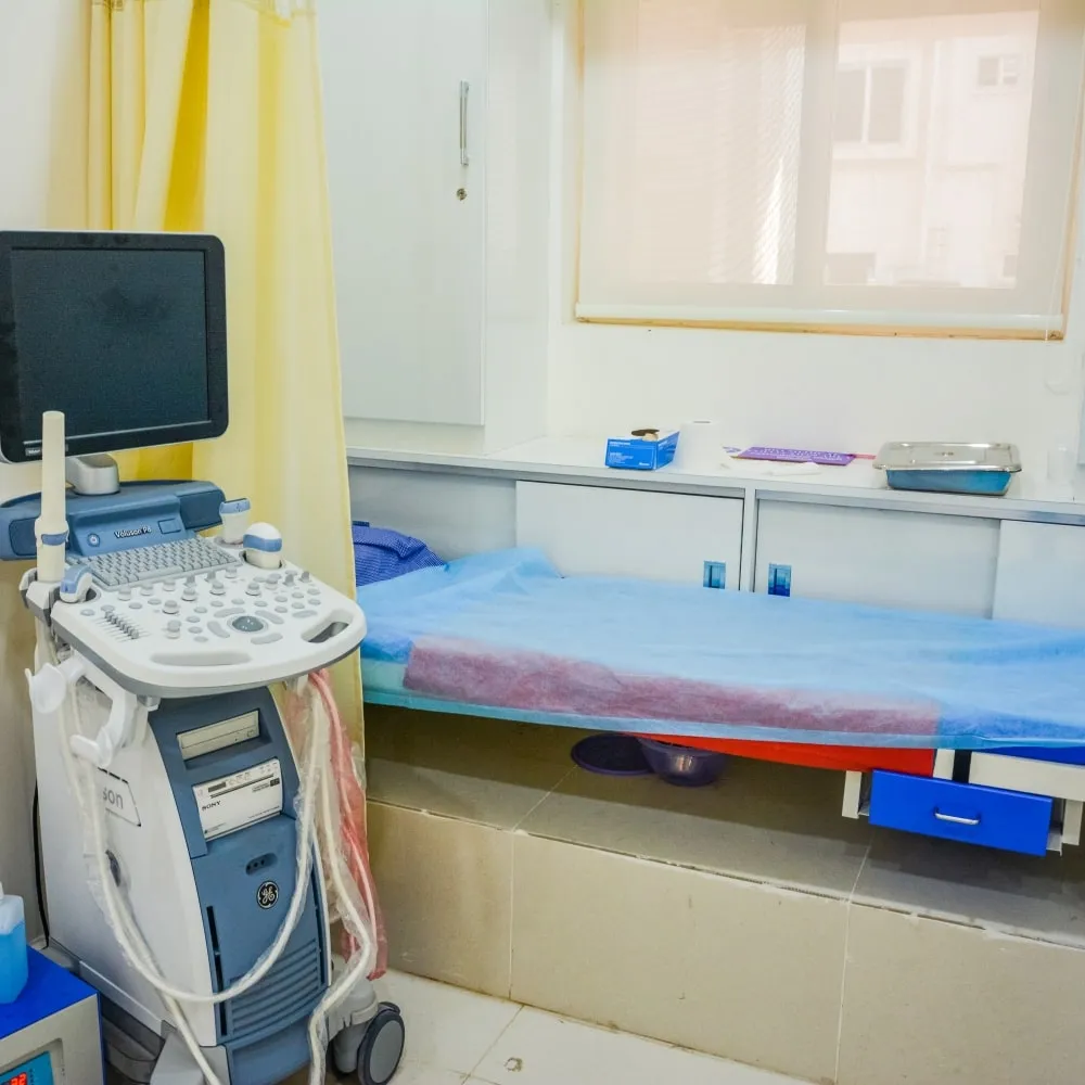 Ultrasound scanning room at AMVI Hospitals